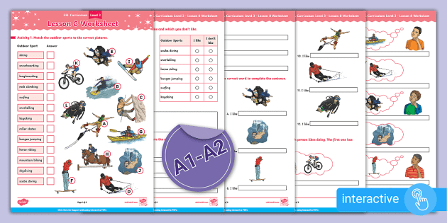 ESL Curriculum Level 3, Lesson 8 Interactive Worksheet