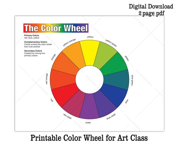 Printable Color Wheel AND BW Coloring Sheet Kids Art Class ...