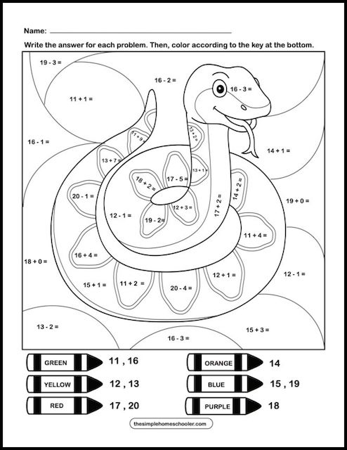 10 Free Mixed Addition and Subtraction Color By Number Worksheets ...