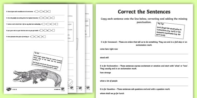 Correct Punctuation Worksheets | KS1 English Resources