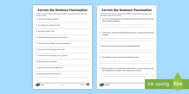 Punctuation Activity Worksheet | NZ Grammar Resources