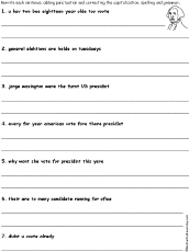 Fix the Sentences -- Worksheets: EnchantedLearning.com