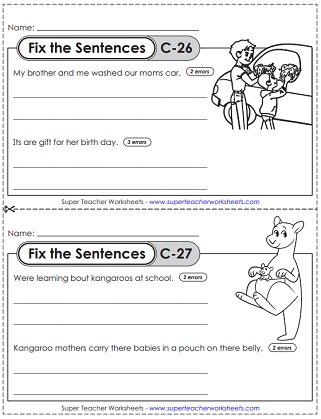 Fix the Sentences: Level C Worksheets