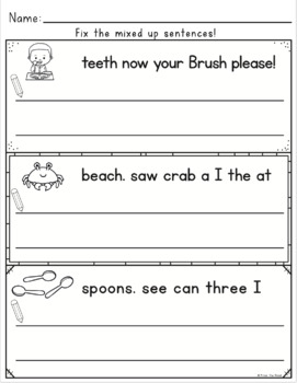 Sentence Writing - Fix the Sentence Worksheets by From the Pond | TPT