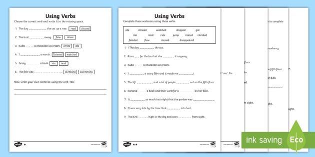correct use of verbs worksheet