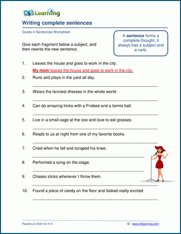 Fragments to full sentences worksheets | Worsheets library
