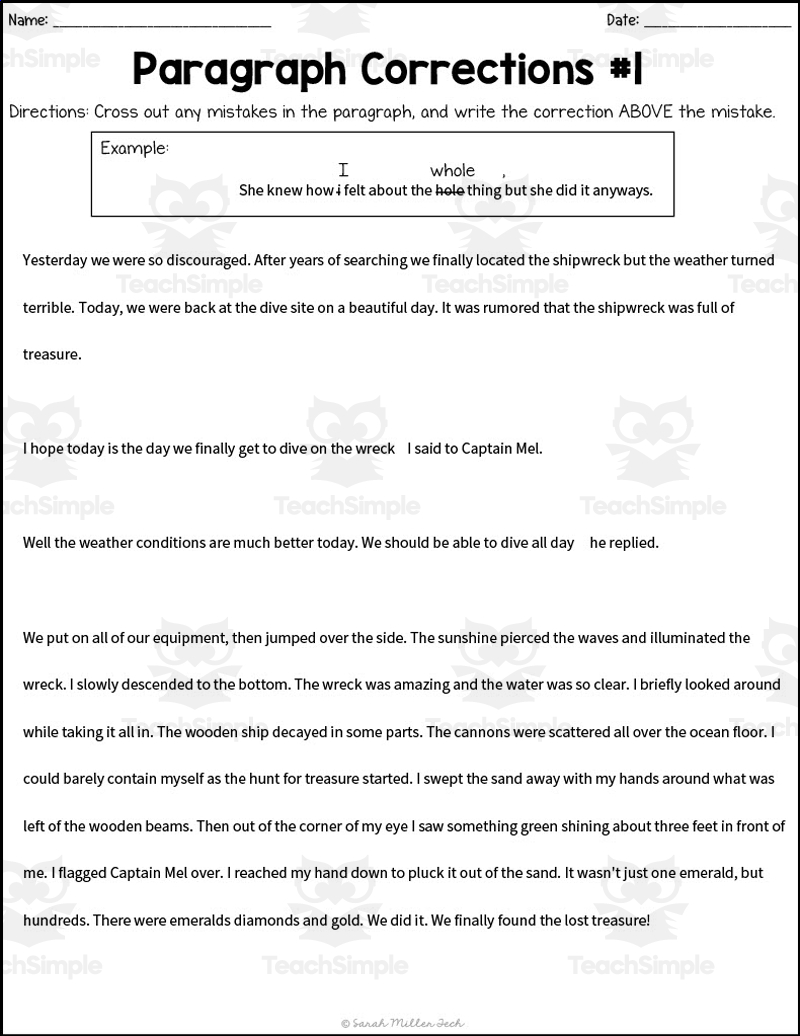 Free correcting paragraph worksheet Download Free correcting paragraph