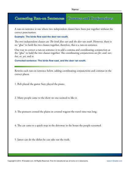Correcting Run-on Sentences: Commas and Conjunctions | Punctuation