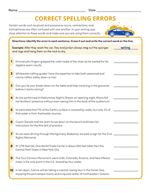 Correct Spelling Errors | Interactive Worksheet 