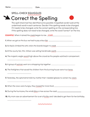 Spell-Check Squiggles: Correct the Spelling | Interactive ...