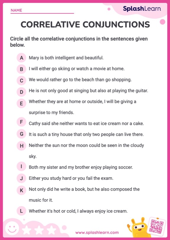Learn All about Correlative Conjunctions - ELA Worksheets ...