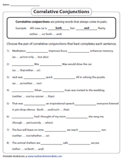Correlative Conjunctions Worksheets