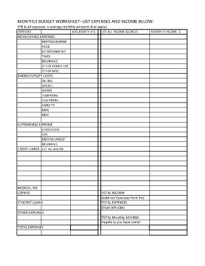 cost of living worksheet
