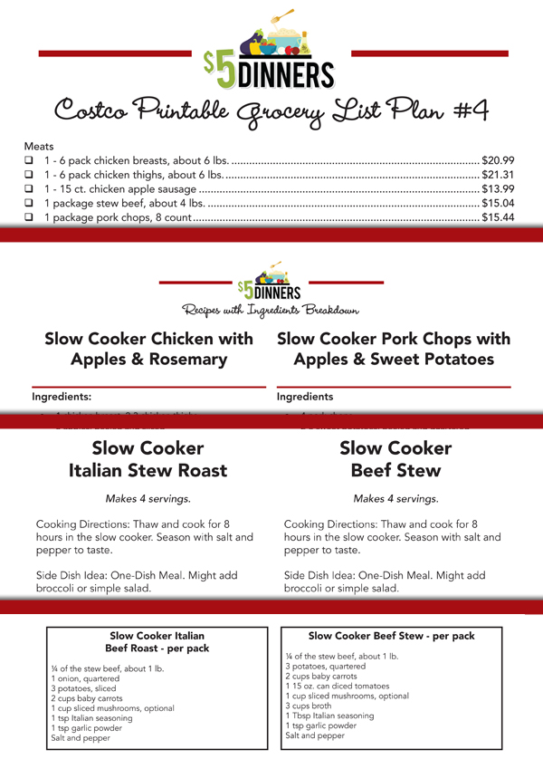 costco printable grocery list