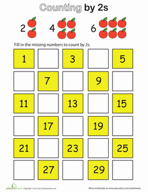 Counting by 2s | Worksheet 