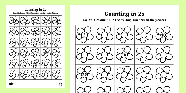 Counting in 2s Flowers Worksheets (teacher made) - Twinkl