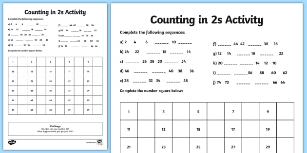 Counting in Twos Worksheet - Maths Resources (teacher made)