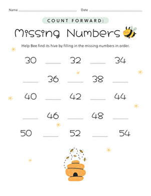 Count Forward: Missing Numbers | Interactive Worksheet 