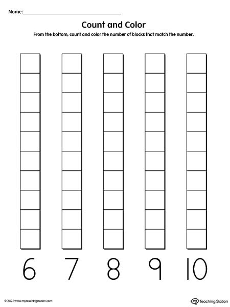 Count and Color Numbers 6-10 Printable Worksheet ...