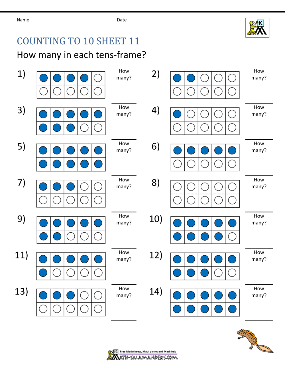 Counting to 10 Worksheets