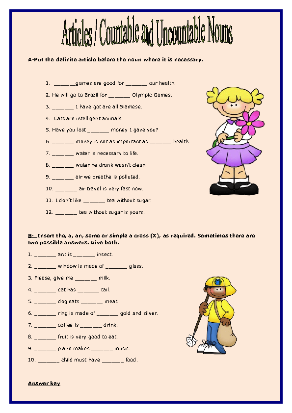 countable and uncountable nouns worksheet