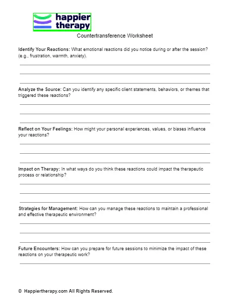 Countertransference Worksheet | HappierTHERAPY