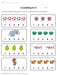counting 1 5 worksheet