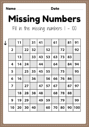 Premium Vector | Preschool math worksheets missing numbers 1 to ...