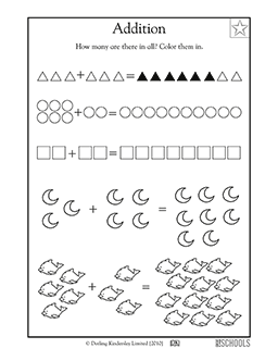 Count and color, part 2 | 1st grade, Kindergarten Math Worksheet ...