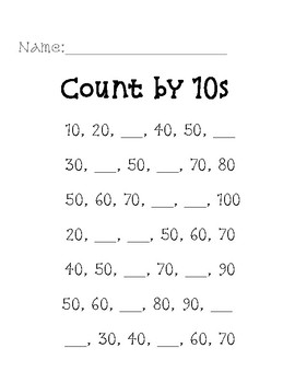 Skip counting by 10s missing number | TPT