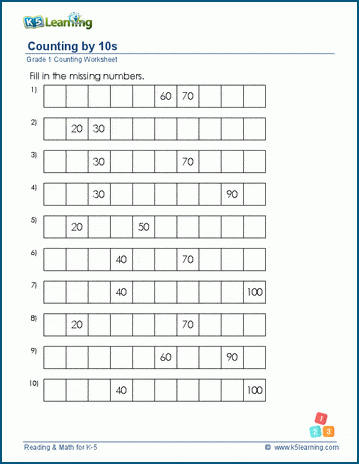 counting by 10 worksheet