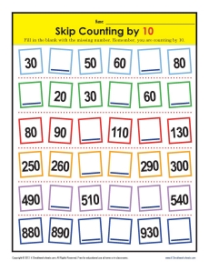 Skip Counting worksheeets - by 10