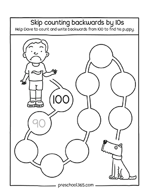 counting by 10s worksheet for kindergarten