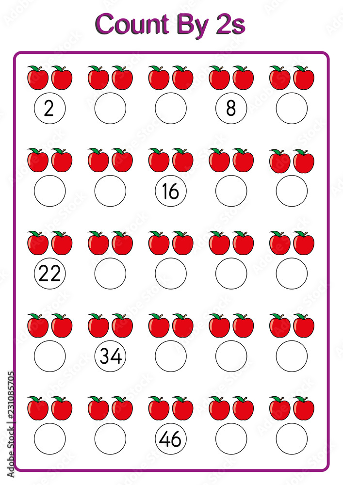 count by twos practice worksheet, write the missing numbers, two ...