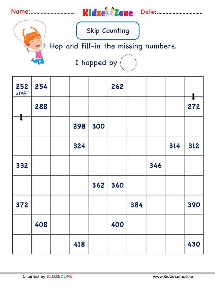 Second Grade Skip Counting by 2 Practice Worksheet