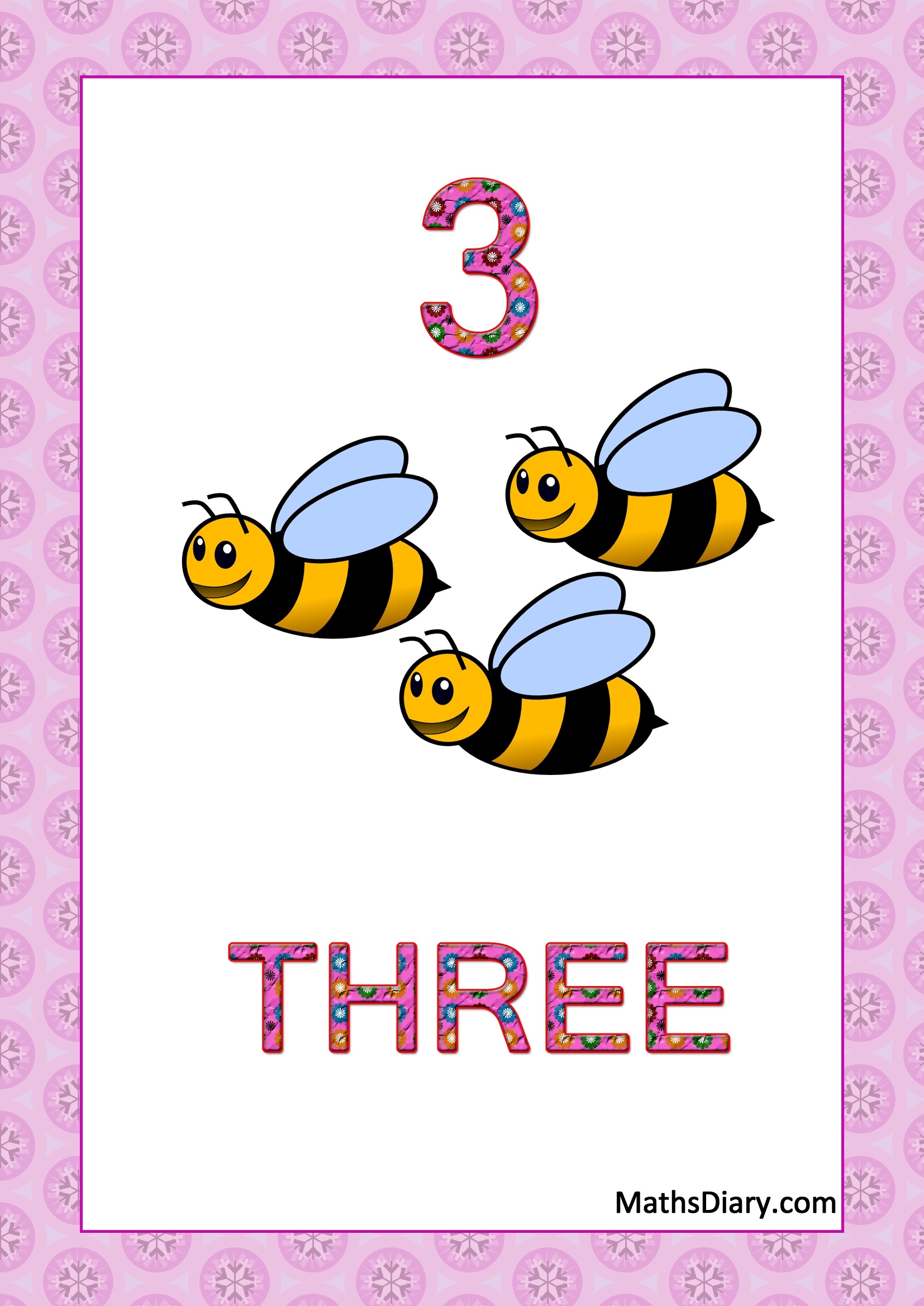 Learning Counting And Recognition Of Number 3 Worksheets Level 1 