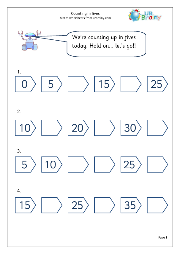 counting by 5 s worksheet