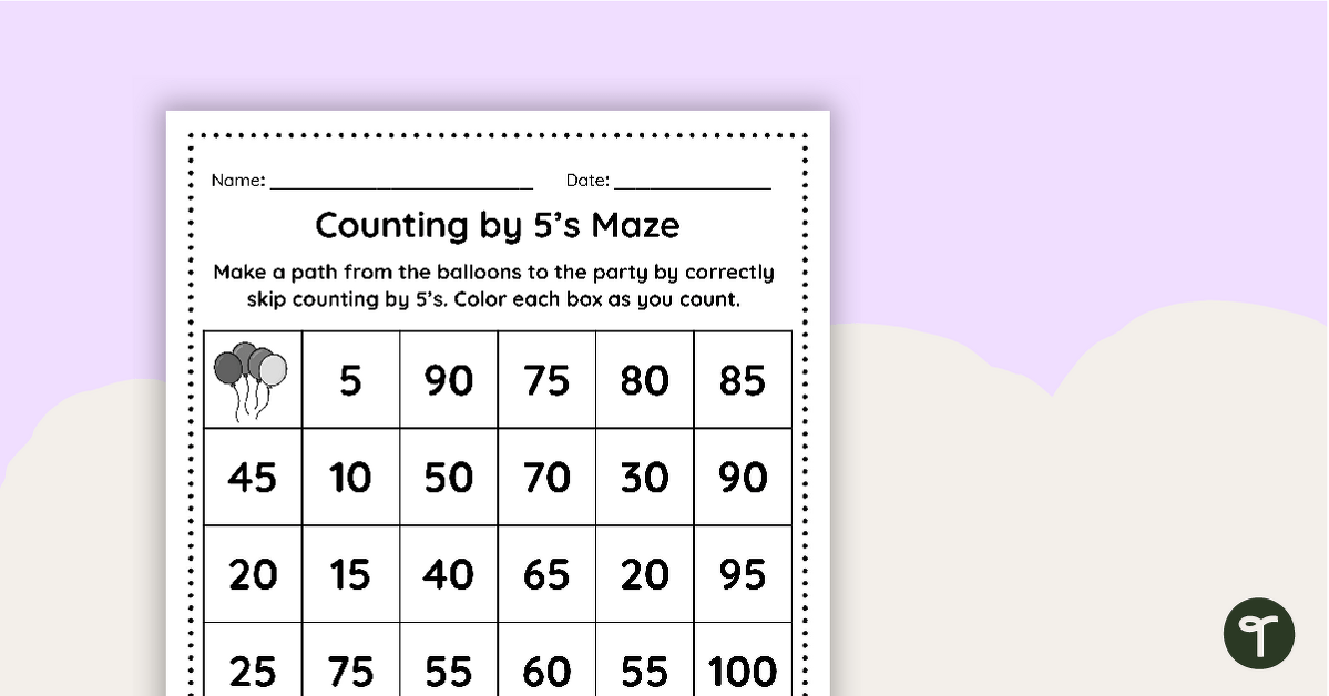 Count Fives Fill in the Blank Worksheet Have Fun Teaching