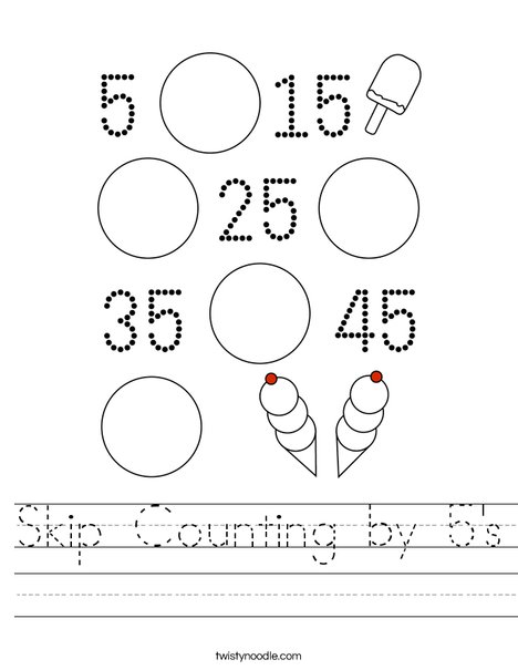 Skip Counting by 5s Worksheet - Twisty Noodle