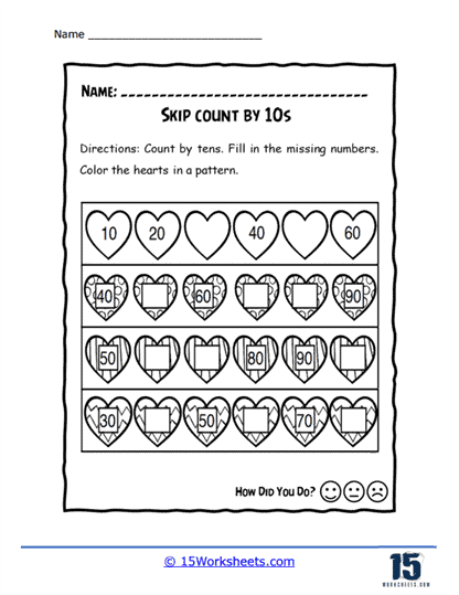 counting by tens worksheet kindergarten