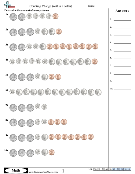 counting change worksheet