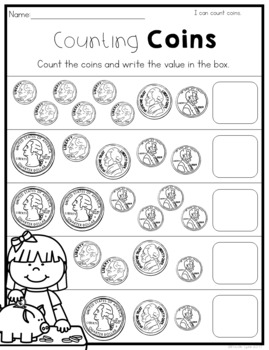 counting coins worksheet for kindergarten