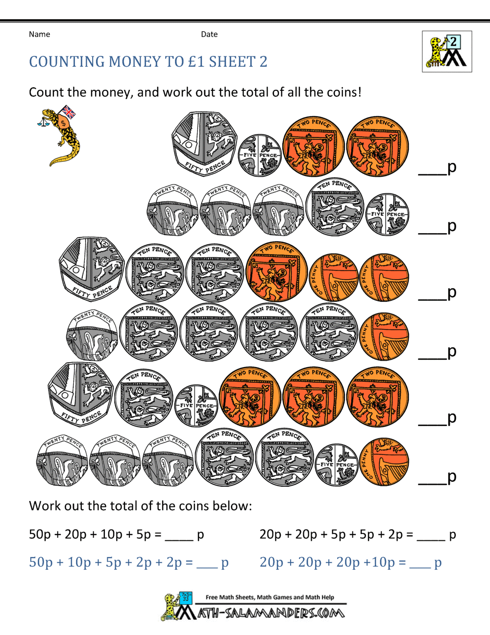 Free Math Money Worksheets 1st Grade Worksheets Library
