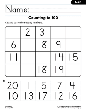 Counting to 100 - Cut and Paste 1  