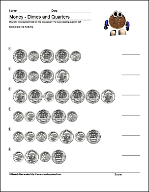 counting dimes nickels and pennies worksheet