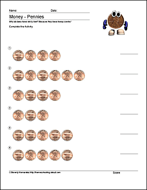 Free Math Worksheets for Counting Pennies and Nickels