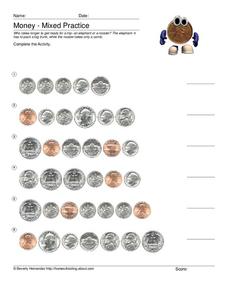 counting mixed coins worksheet