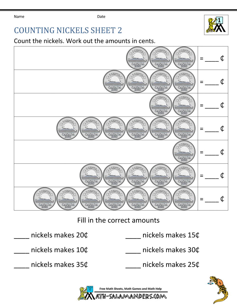 counting money to 20 00 worksheet