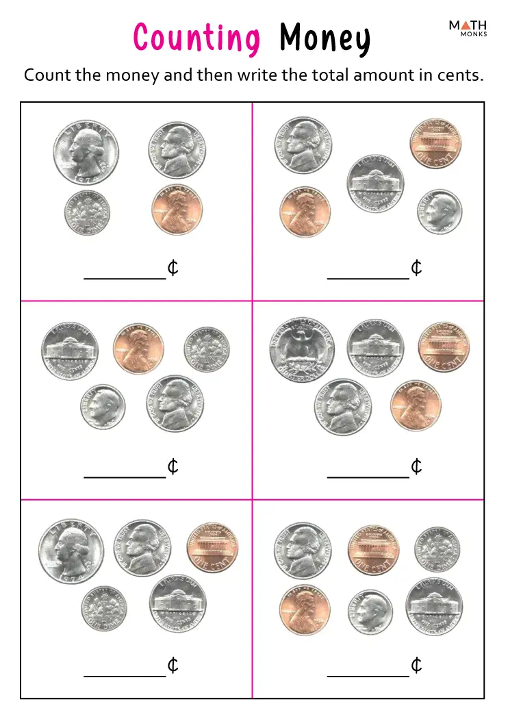 1st Grade Money Worksheets - Math Monks