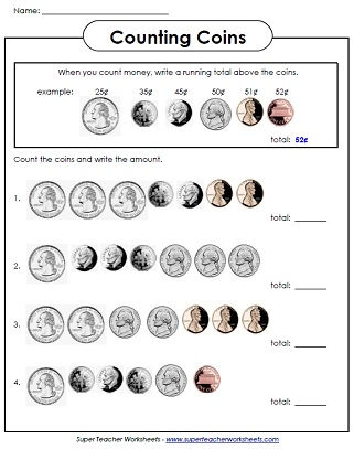 counting money worksheet first grade